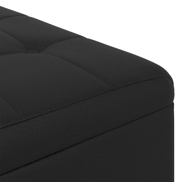 Табуретка с място за съхранение с възглавница Черен Изкуствена