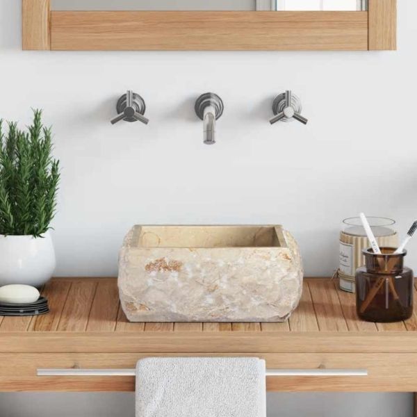 Кремава мивка, 30x30x13 см, мрамор