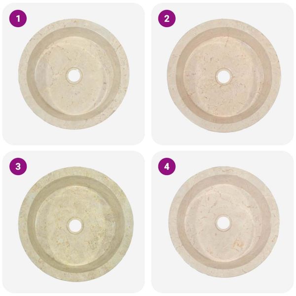 Кремава мивка, Ø40x15 см, мрамор