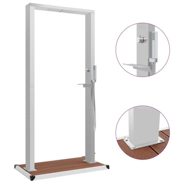 Градински душ с корито, WPC, неръждаема стомана