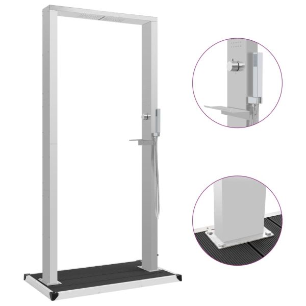 Градински душ с корито, WPC, неръждаема стомана