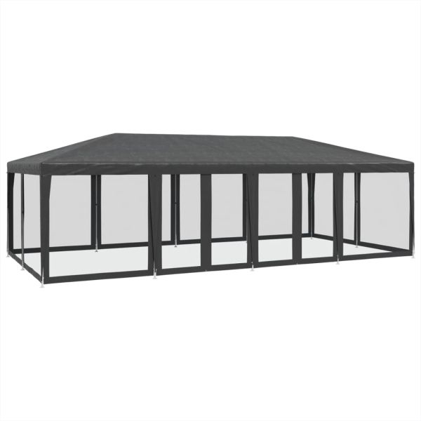 Парти палатка с 12 мрежести странични стени антрацит 8x4 м HDPE