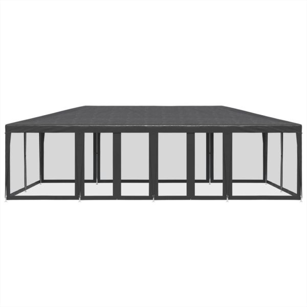 Парти палатка с 12 мрежести странични стени антрацит 8x4 м HDPE