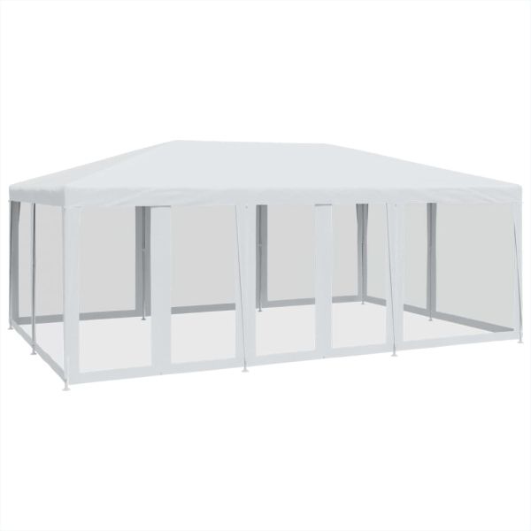 Парти палатка с 10 мрежести странични стени, бели, 6x4 м, HDPE
