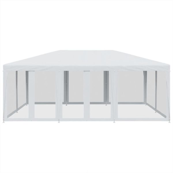 Парти палатка с 10 мрежести странични стени, бели, 6x4 м, HDPE