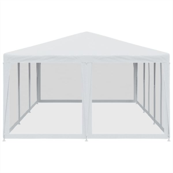 Парти палатка с 10 мрежести странични стени, бели, 6x4 м, HDPE