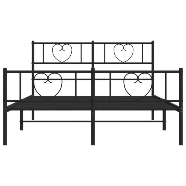 Метална рамка за легло с горна и долна табла, черна, 160x200 см