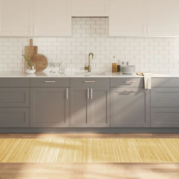 Килим, правоъгълен, светъл натурален, 80x500 см, бамбук