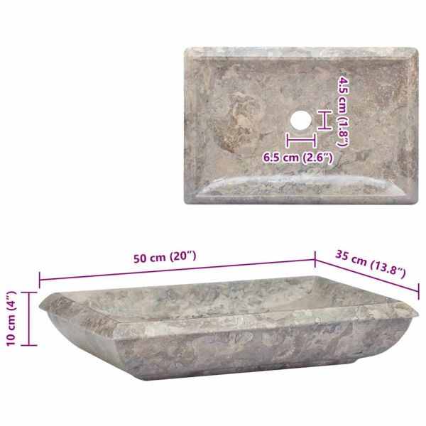 Сива мивка, 50x35x10 см, мрамор