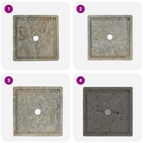 Сива мивка, 40x40x10 см, мрамор