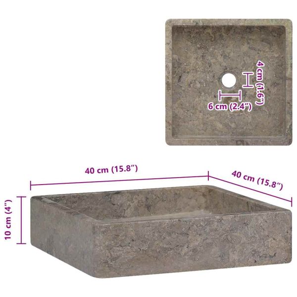 Сива мивка, 40x40x10 см, мрамор