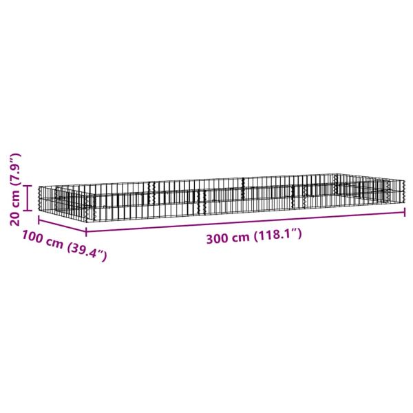 Габион повдигната леха, поцинкована стомана, 300x100x20 см