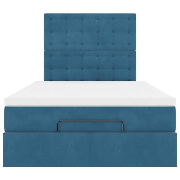 Османска легло с матраци и LED, тъмносиньо, 120x190 см, кадифе