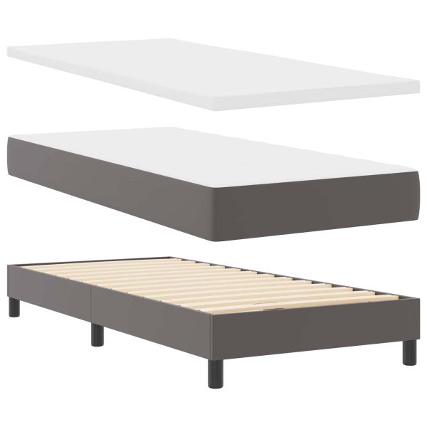 Легло с пружинирана основа с матрак Сив 90 x 190 cm Изкуствена