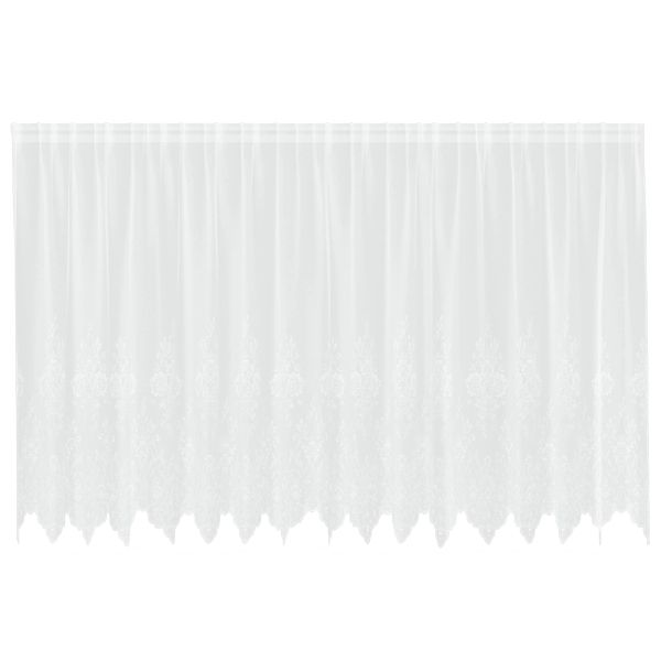 Перде от дантела С завеси Флорален Бяло 180 x 400 см Полиестер