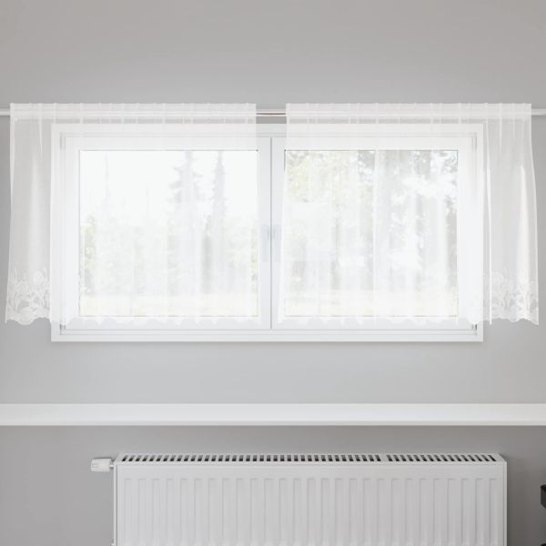 Перде от дантела С завеси Флорален Бяло 100 x 200 cm Полиестер