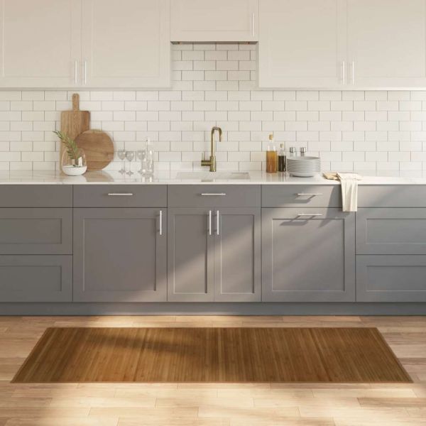 Килим, правоъгълен, кафяв, 80x200 см, бамбук