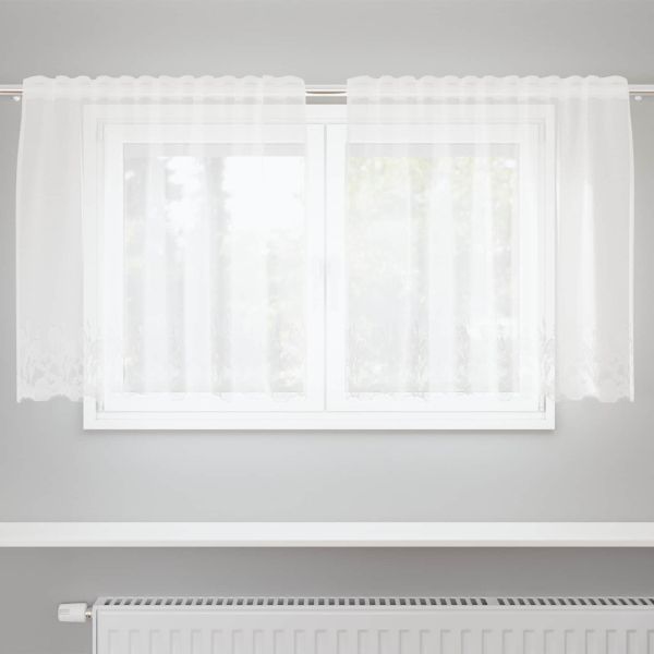 Перде от дантела Бяло 100 x 150 cm Полиестер