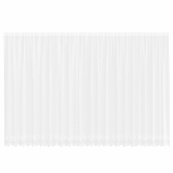 Перде от дантела С завеси Флорален Бяло 240 x 600 см Полиестер
