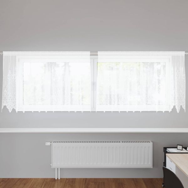 Перде от дантела Бяло 80 x 300 cm Полиестер