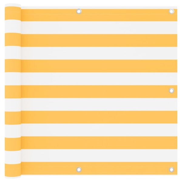 Балконски параван, бяло и жълто, 90x300 см, оксфорд плат