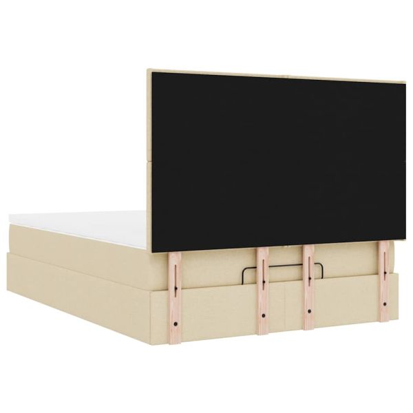 Османска легло с матрак, кремаво, 140x190 см, плат