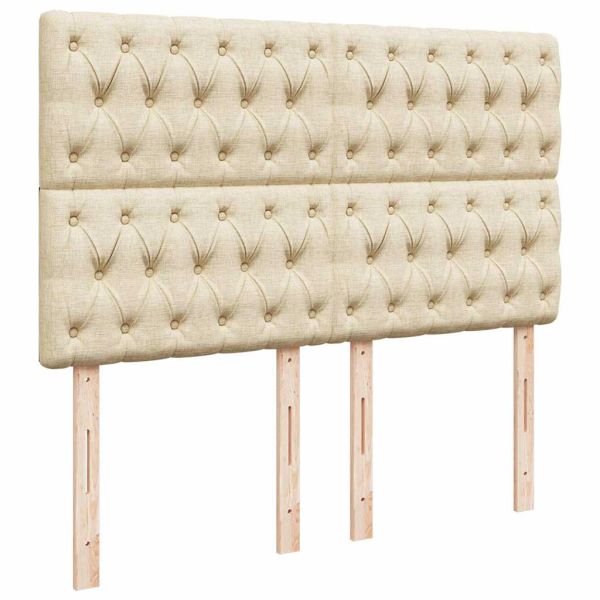 Османска легло с матрак, кремаво, 140x190 см, плат