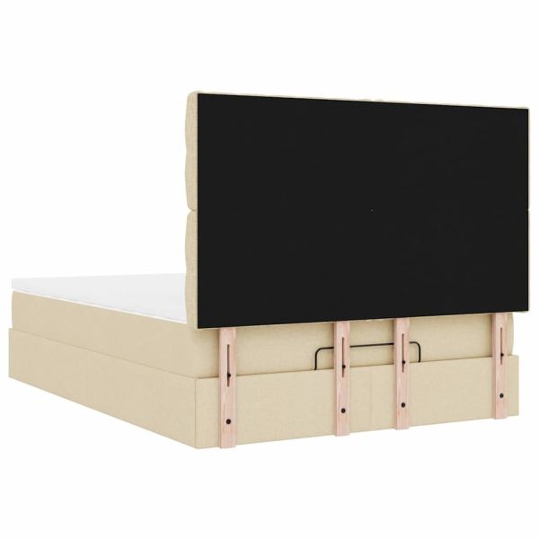 Османска легло с матрак, кремаво, 140x190 см, плат