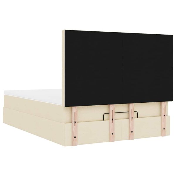 Османска легло с матрак, кремаво, 140x190 см, плат