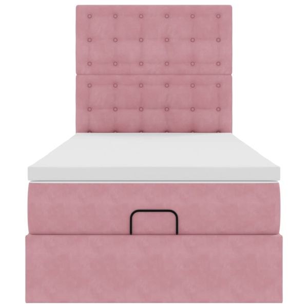 Османска легло с матраци, розово, 80x200 см, кадифе