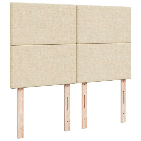 Османска легло с матрак и LED, кремаво, 140x190 см, плат