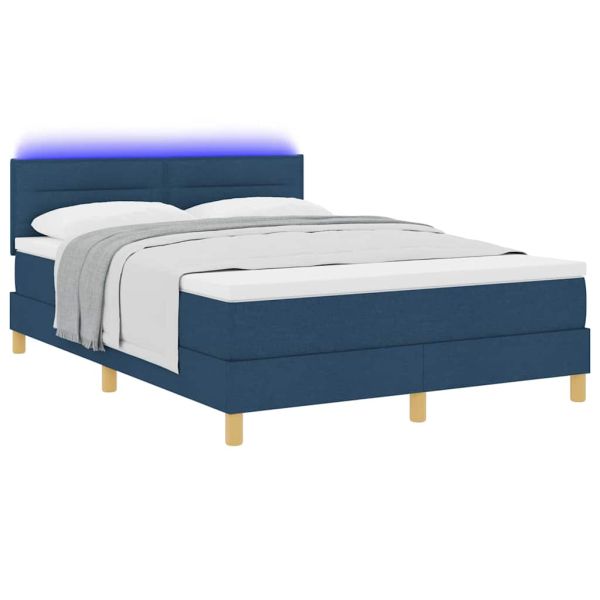 LED кутия за пружини с легло Синьо 140 x 190 cm текстил