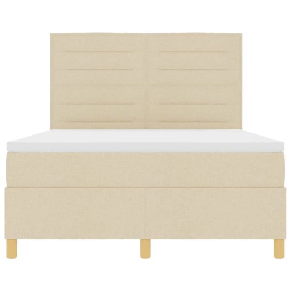 LED кутия за пружини с легло с матрак Крем 140 x 190 cm текстил