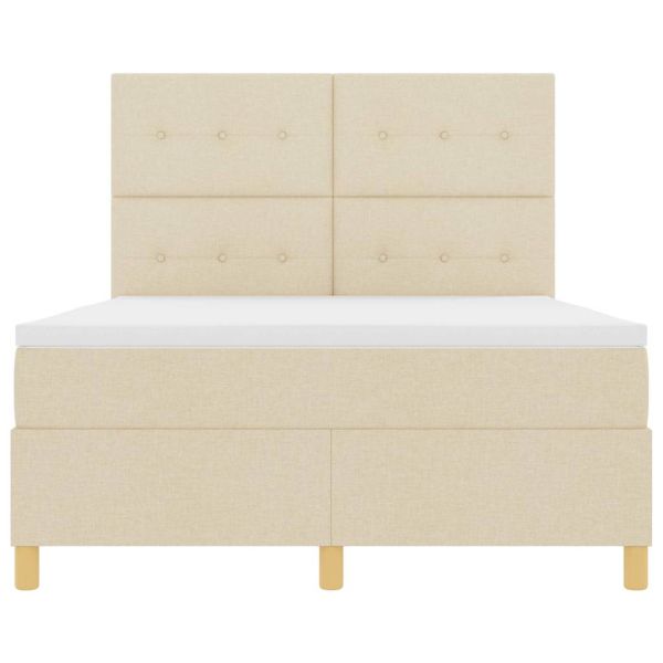 LED кутия за пружини с легло с матрак Крем 140 x 190 cm текстил