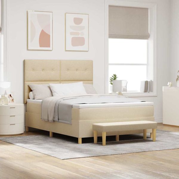 Легло с пружинирана основа с матрак Крем 140 x 190 cm текстил