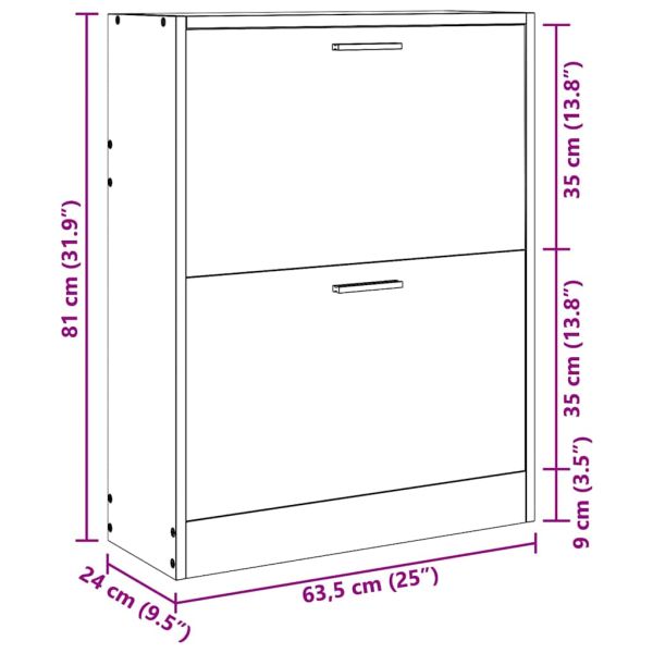 Бял дървен шкаф за обувки с 2 отделения