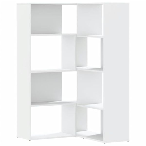 Ъглова етажерка 4 нива бял 85x85x140 см инженерно дърво