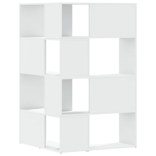 Ъглова етажерка 4 нива бял 85x85x140 см инженерно дърво