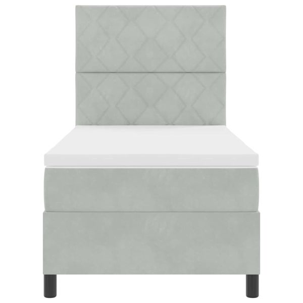 LED кутия за пружини с легло Светлосиво 90 x 190 cm Кадифе