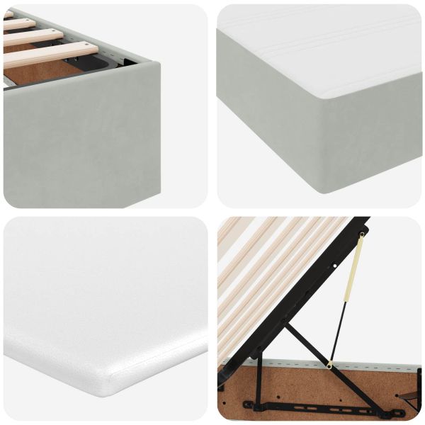 Легло с място за съхранение и матрак Светлосиво 90 x 190 cm