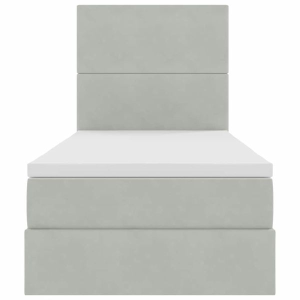 Легло с място за съхранение и LED Светлосиво 90 x 190 cm Кадифе