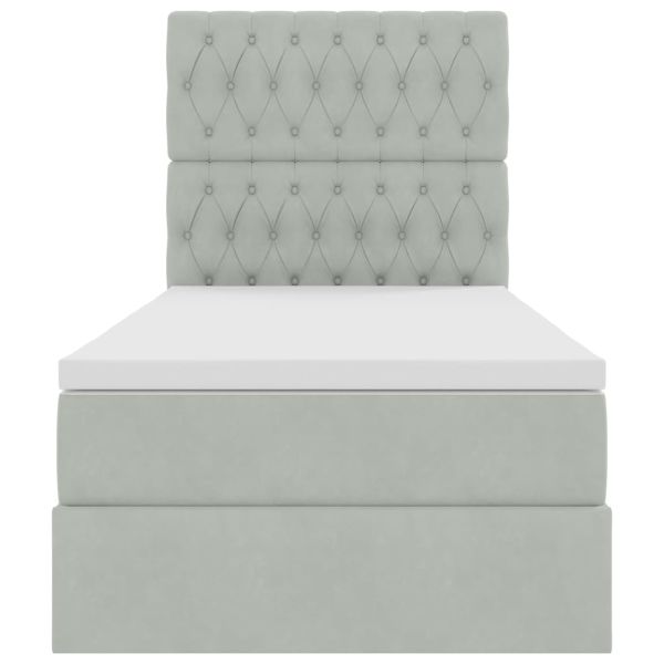 Легло с място за съхранение и матрак Светлосиво 90 x 190 cm