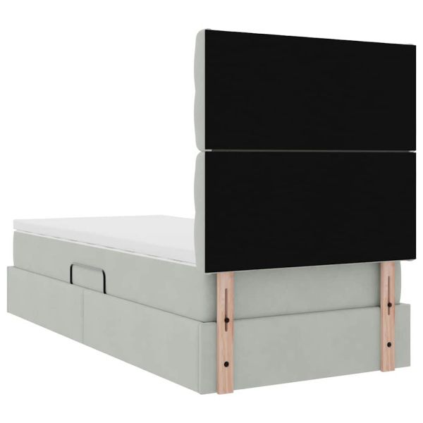 Легло с място за съхранение и матрак Светлосиво 90 x 190 cm