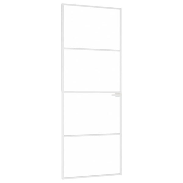 Интериорна врата бяла 76x201,5 см закалено стъкло и алуминий