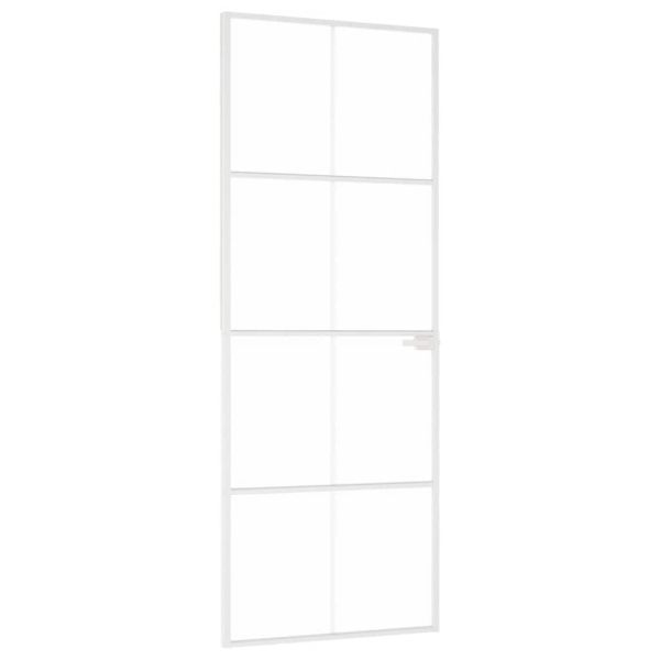 Интериорна врата бяла 76x201,5 см закалено стъкло и алуминий