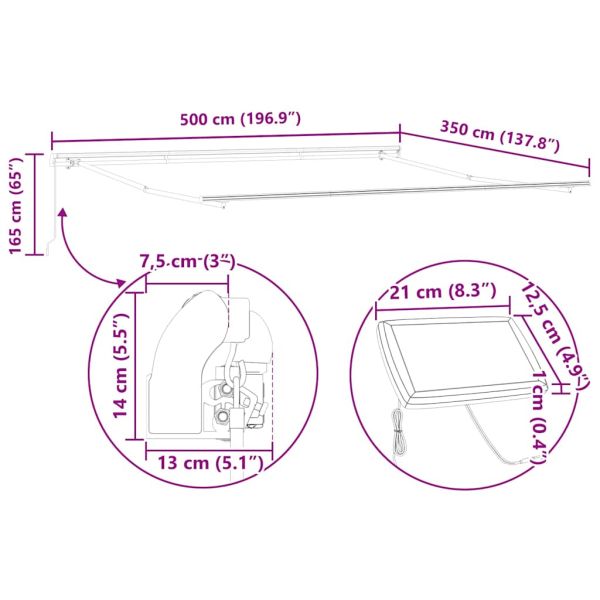 Рамка за сенник Антрацит 500 × 350 cm Алуминий