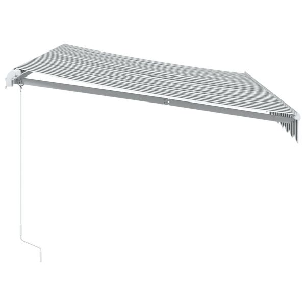 Ръчно прибираща се тента с LED, антрацит и бял, 350x250 см