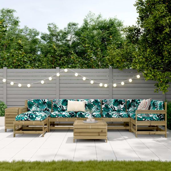 Градински комплект диван от 9 части, импрегниран бор