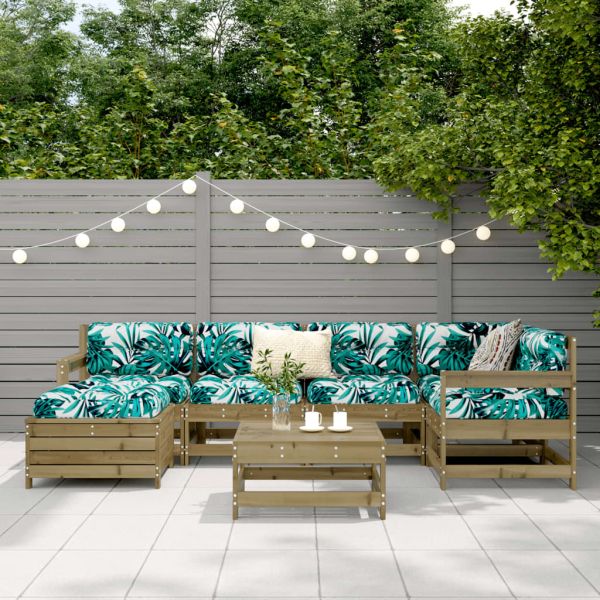 Градински комплект диван от 7 части, импрегниран бор