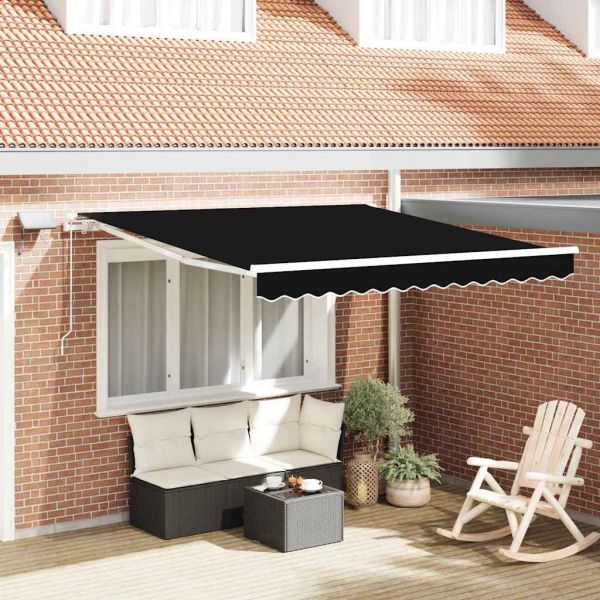 Прибираща се тента Черно 350 x 250 cm Тъкан и алуминий